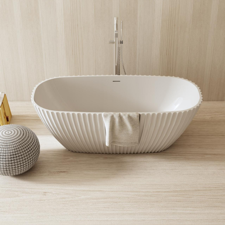 67 Inch MonBlari Venus Series Solid Surface Freestanding BathtubMR88872MW-FrontTopView