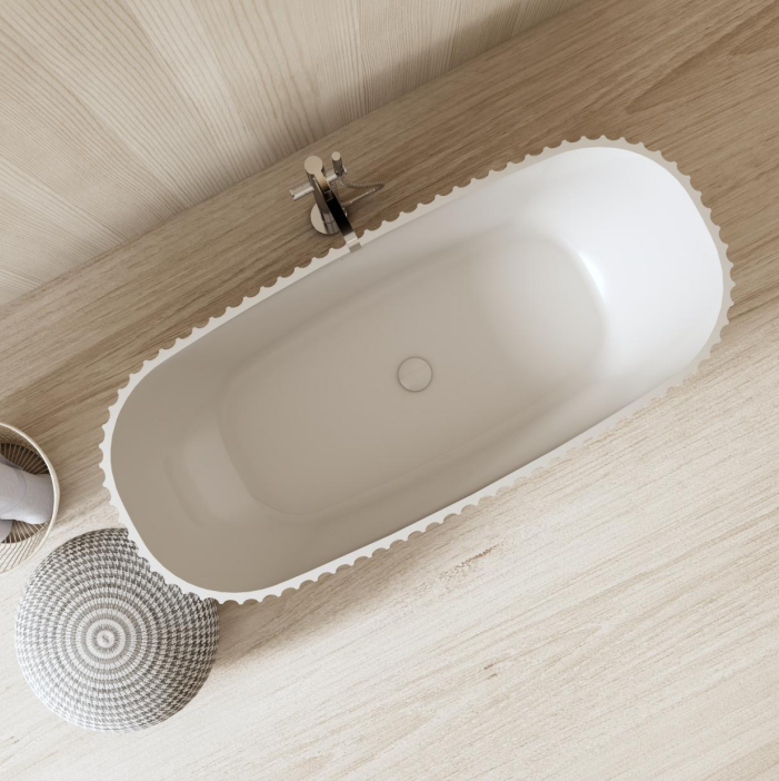 67 Inch MonBlari Venus Series Solid Surface Freestanding BathtubMR88872MW-TopView