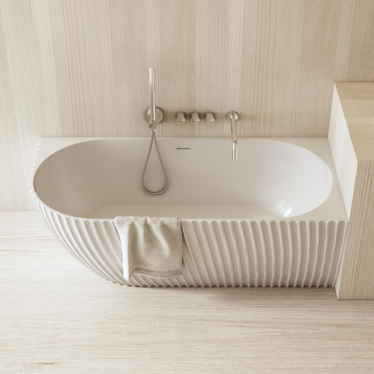 67 Inch MonBlari Venus Series Solid Surface Freestanding BathtubMR88873MW-CloseUp