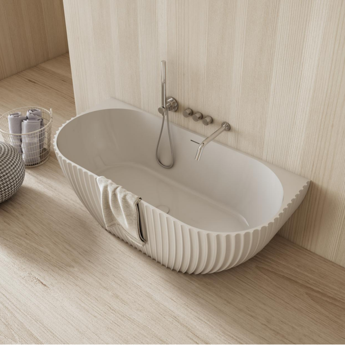 67 Inch MonBlari Venus Series Solid Surface Freestanding BathtubMR88876MW-RightTopView