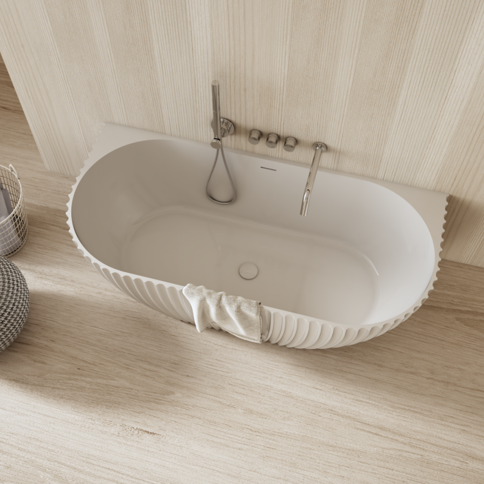 67 Inch MonBlari Venus Series Solid Surface Freestanding BathtubMR88876MW-TopView