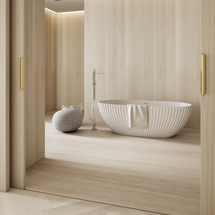 67 Inch MonBlari Venus Series Solid Surface Freestanding BathtubMR88877MW-SideView