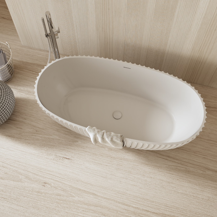 67 Inch MonBlari Venus Series Solid Surface Freestanding BathtubMR88877MW-TopView