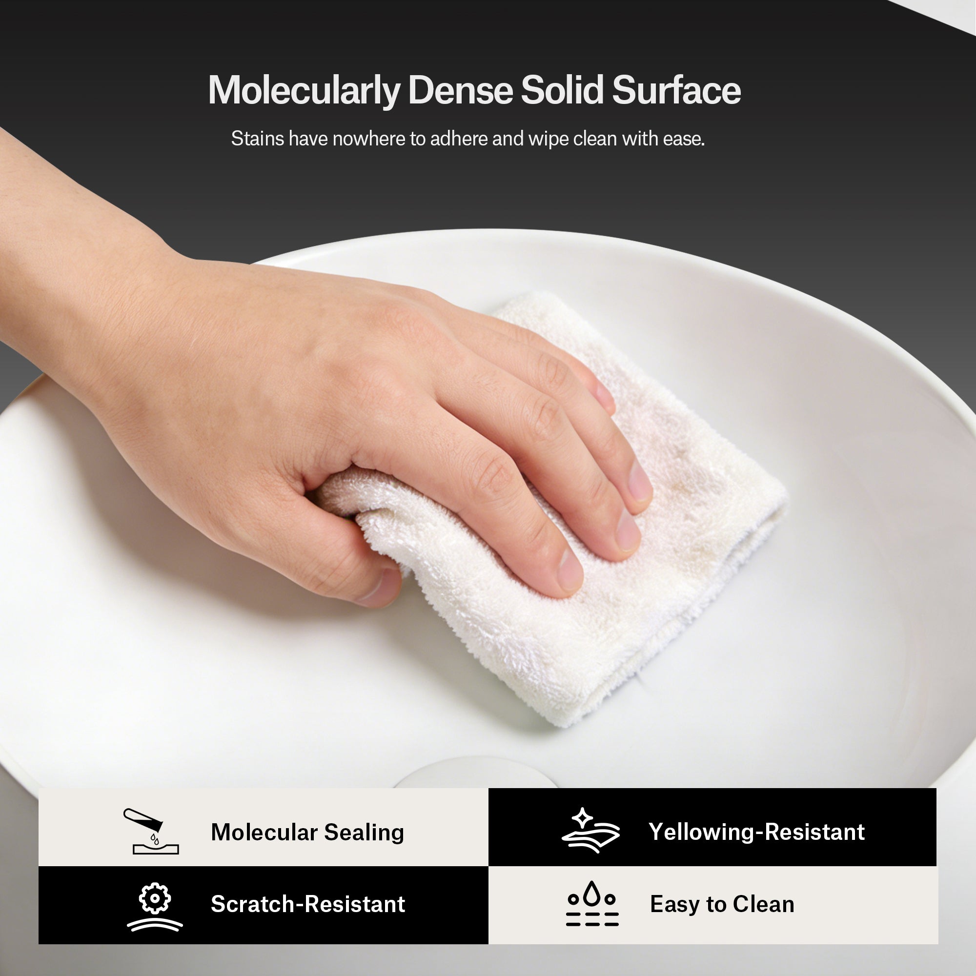 15.7 Inch MonBlari CANVA SERIES Solid Surface Vessel Bowl Sink Bathroom Sink