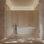 Monblari Acrylic Freestanding Bathtub Rectangular White Tub with Insulation