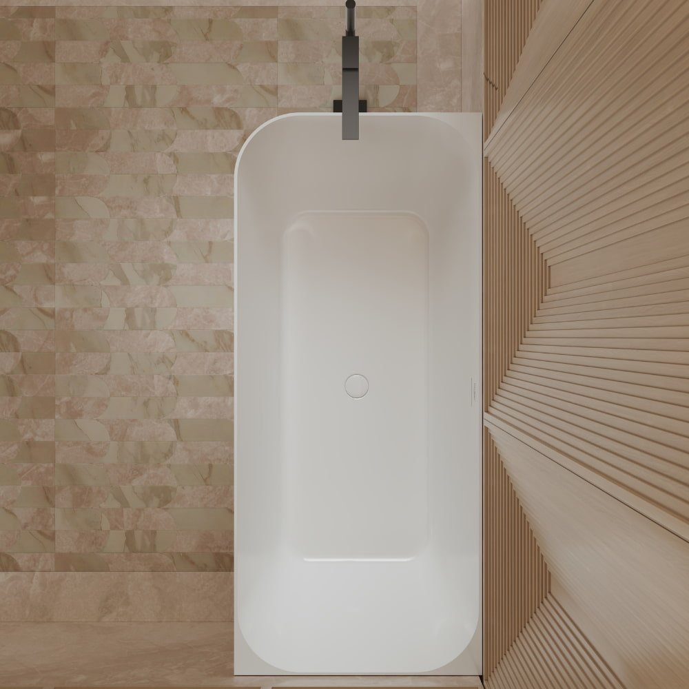 Monblari Acrylic Freestanding Bathtub Rectangular White Tub with Insulation