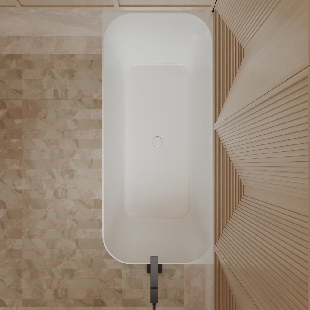 Monblari Acrylic Freestanding Bathtub Rectangular White Tub with Insulation