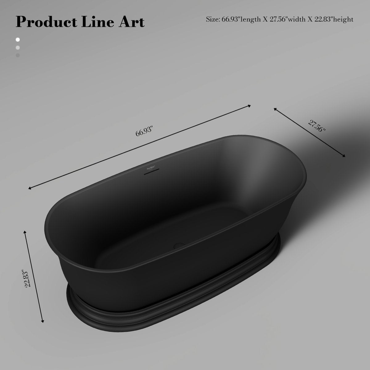 67" Standing Acrylic Soaking Tub with Center Drain
