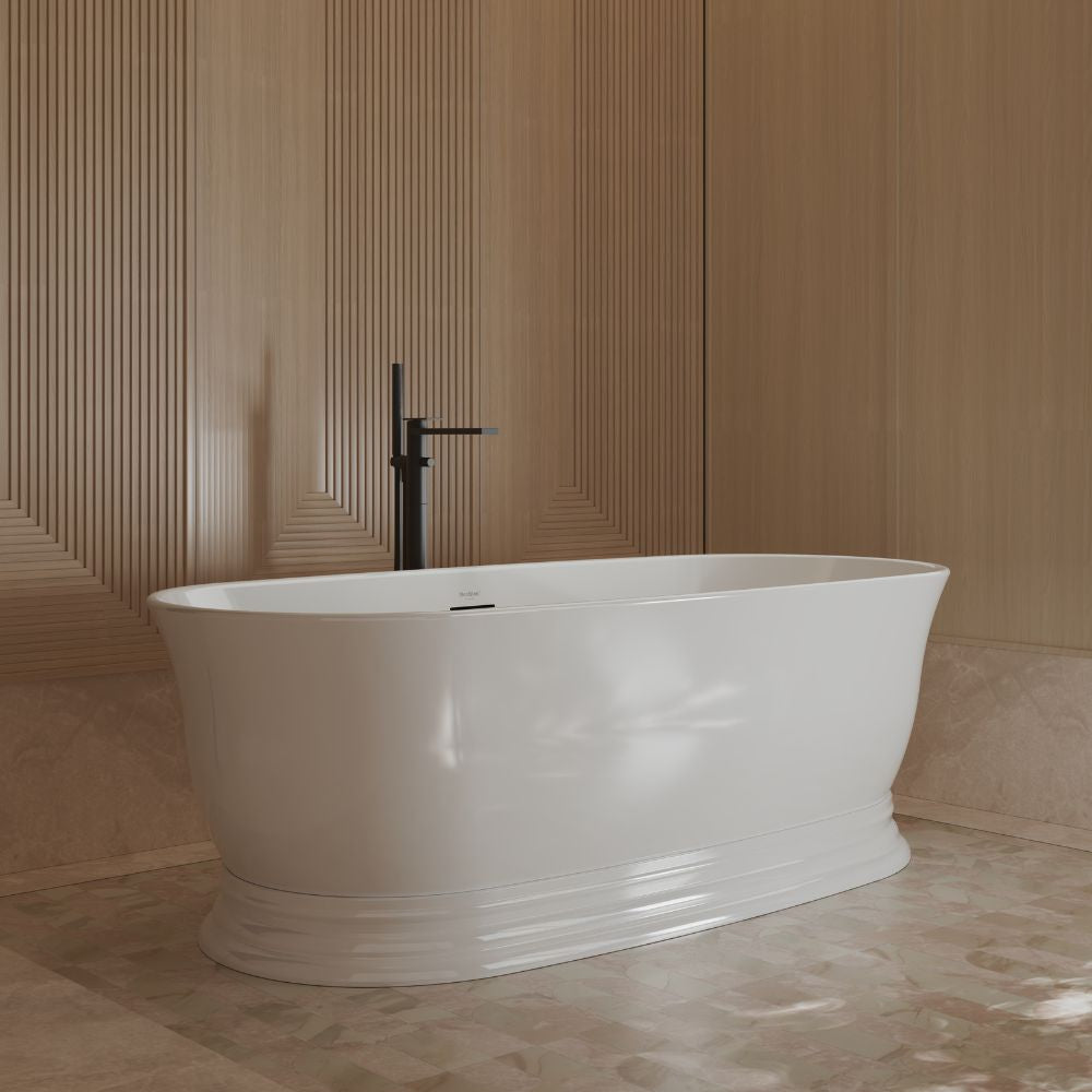67" Standing Acrylic Soaking Tub with Center Drain
