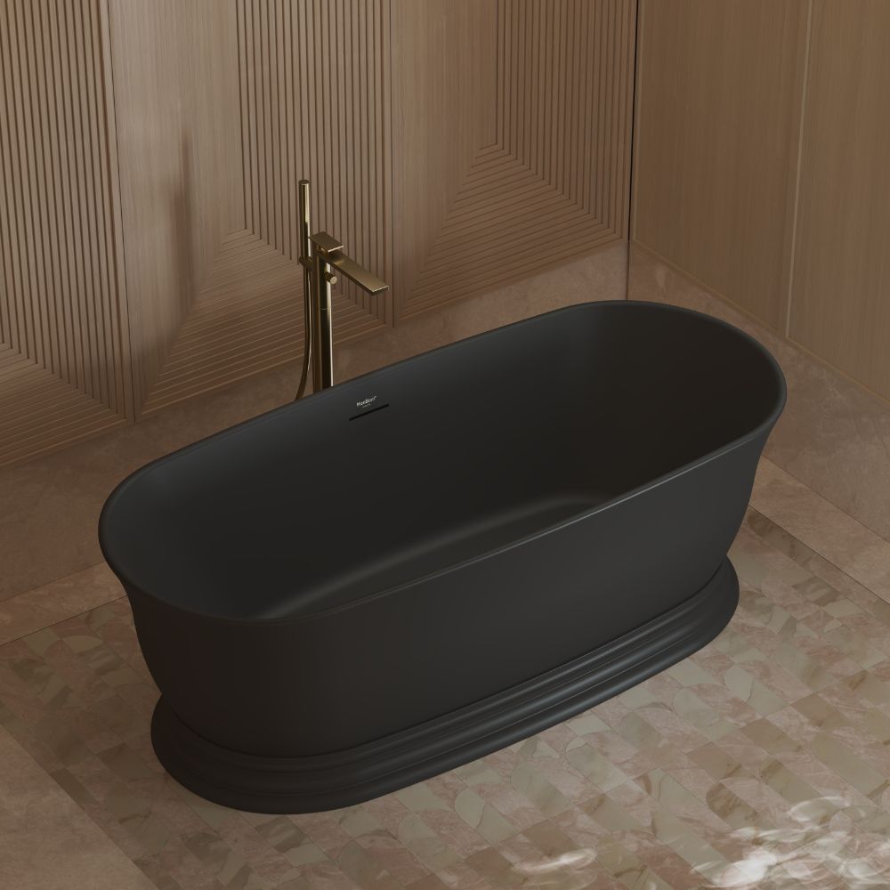 67" Standing Acrylic Soaking Tub with Center Drain