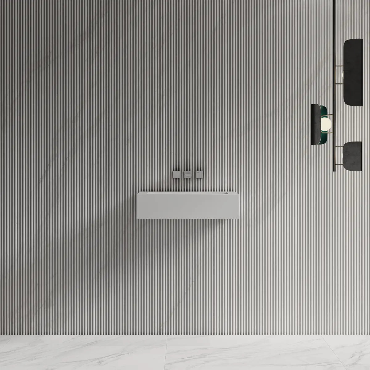 Matter White Rectangular Wall Hanging Sink Front View