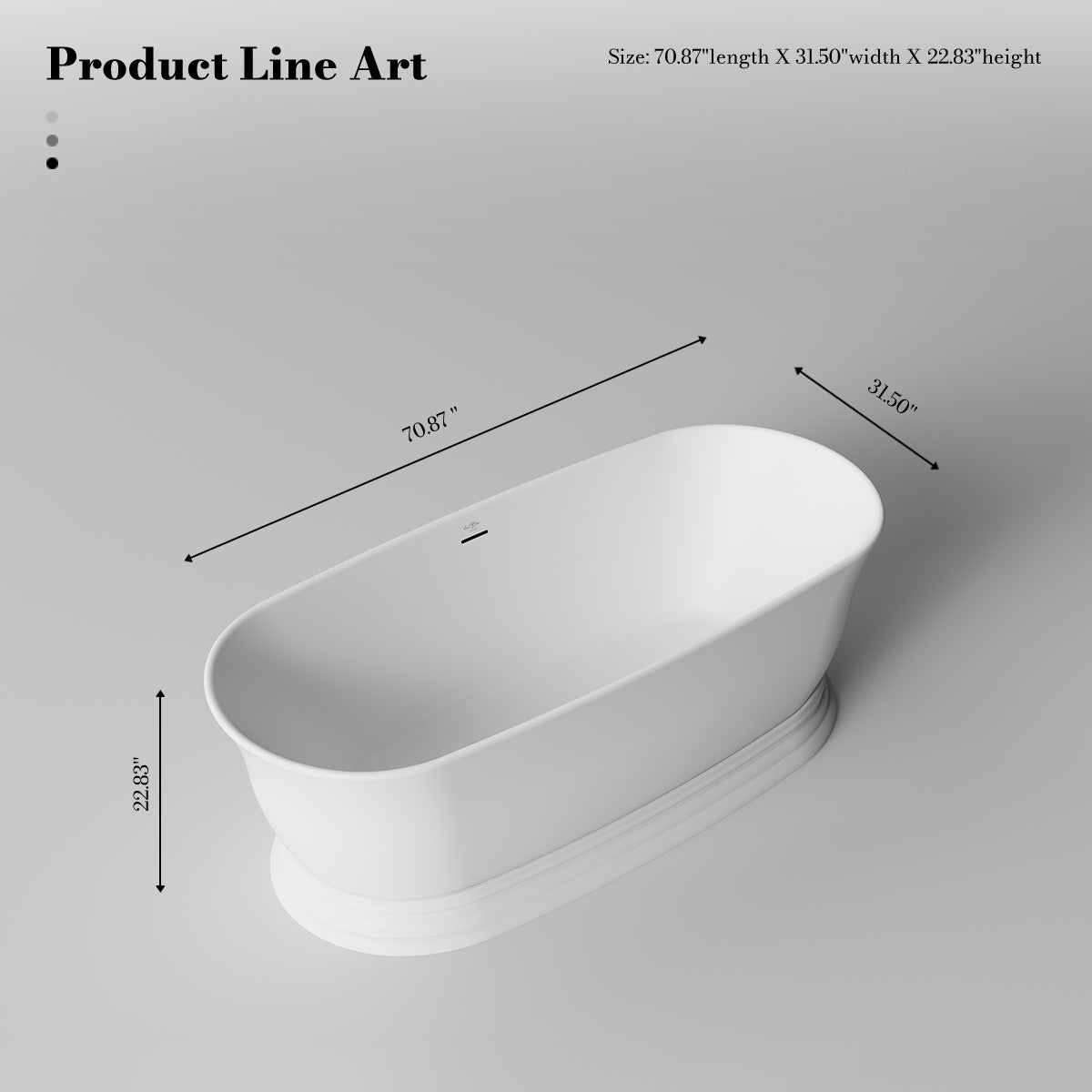 70.87" Artificial Solid Surface Bathtub Modern Bathroom Bathtub