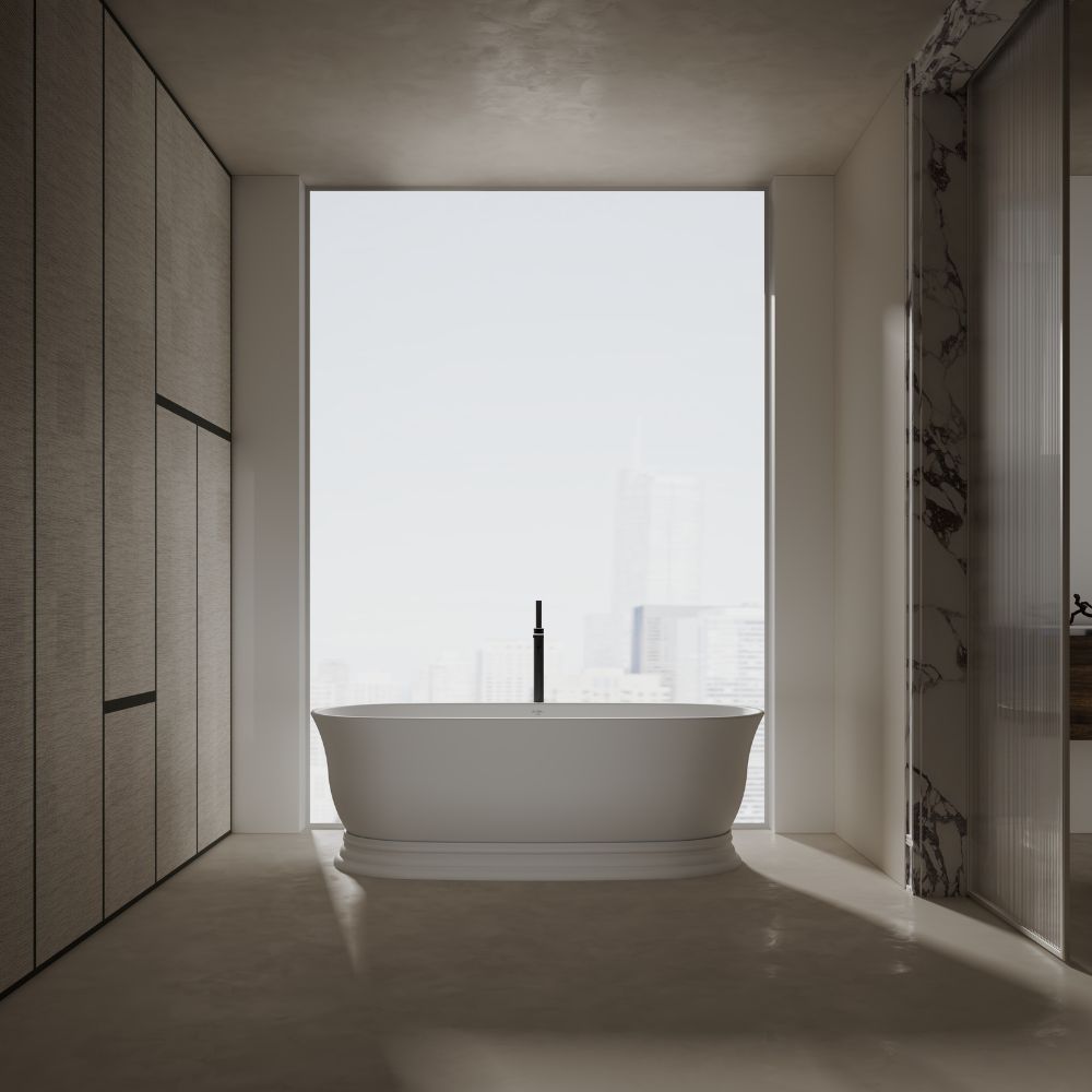 70.87" Artificial Solid Surface Bathtub Modern Bathroom Bathtub