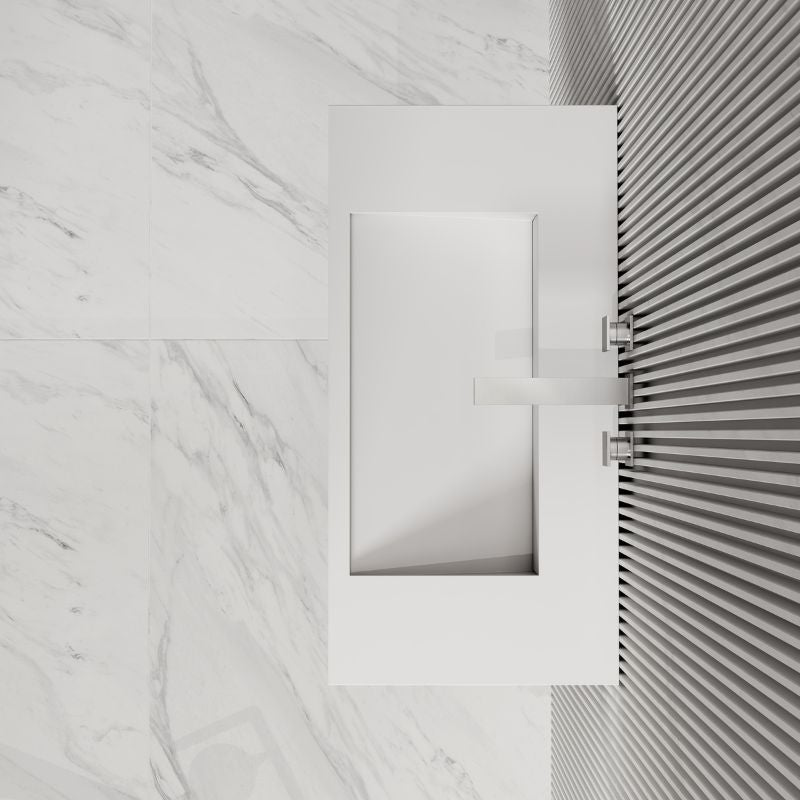31.5 Inch MonBlari SERENE SERIES Solid Surface Wall Mount Sink Bathroom Sink