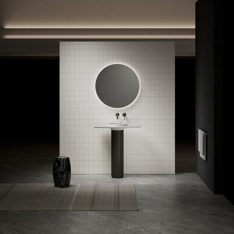 MonBlari Canoe Series Sculptural Marble Pedestal Sink