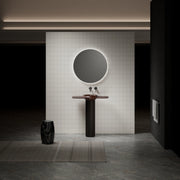 MonBlari Canoe Series Rosso Levanto Marble Wash Basin Pedestal Sink