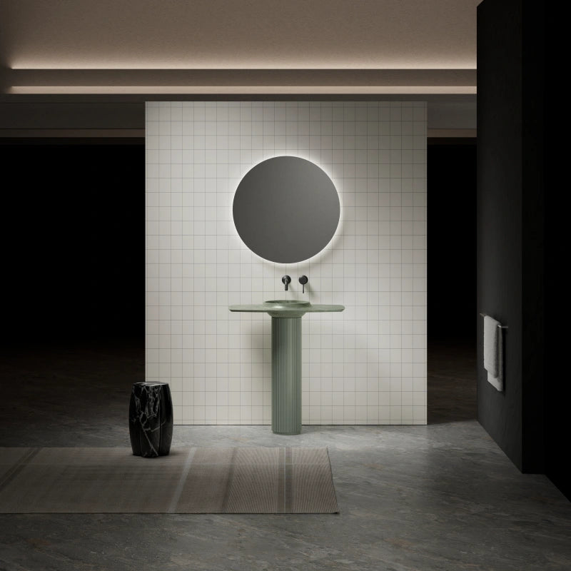 MonBlari Canoe Series Artisan Carved Marble Pedestal Sink