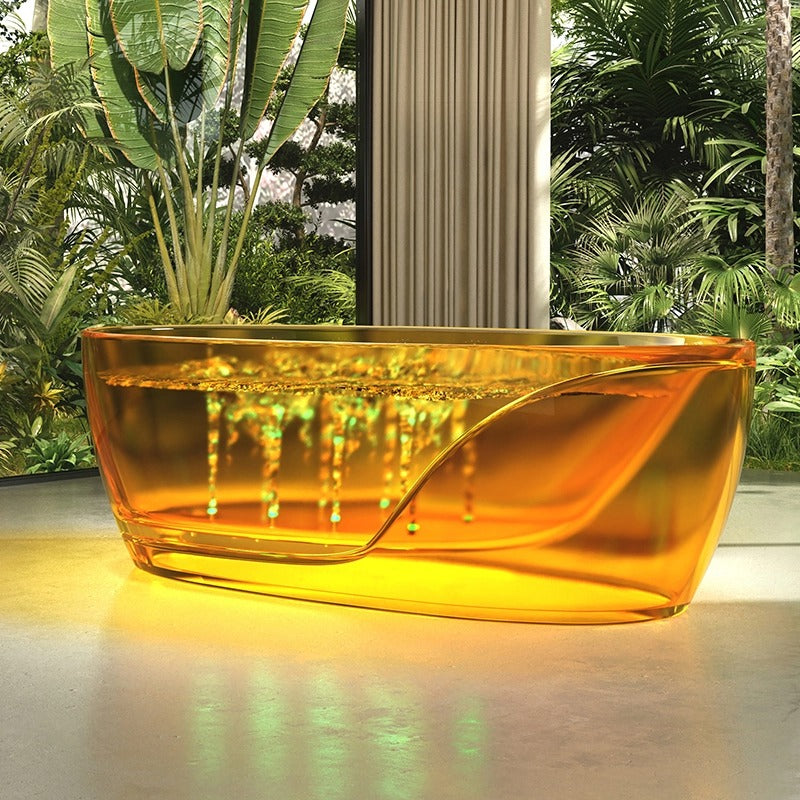 Monblari Yellow Resin Bathtub Double Walled Crystal Clear Tub