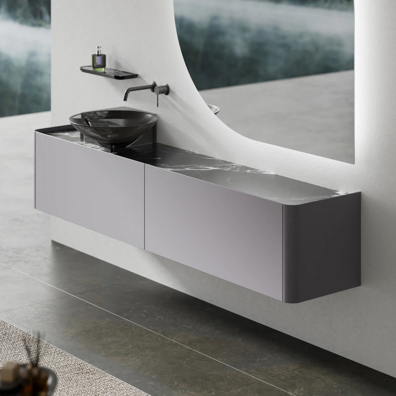 MonBlari Floating Series Contemporary Marble Vanity Cabinet