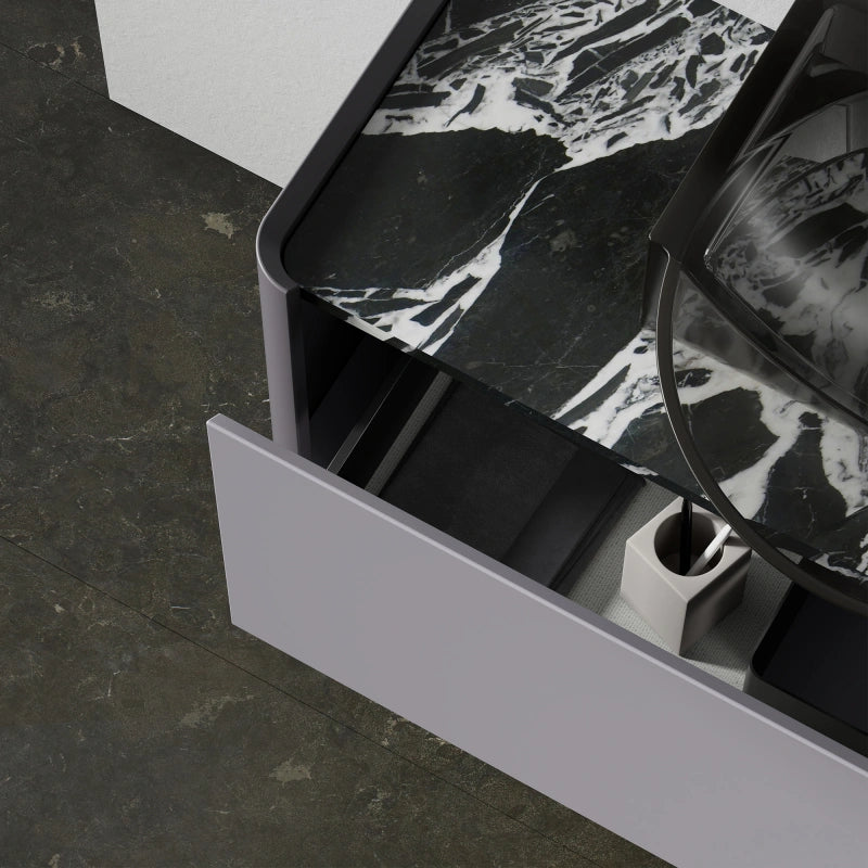 MonBlari Floating Series Contemporary Marble Vanity Cabinet