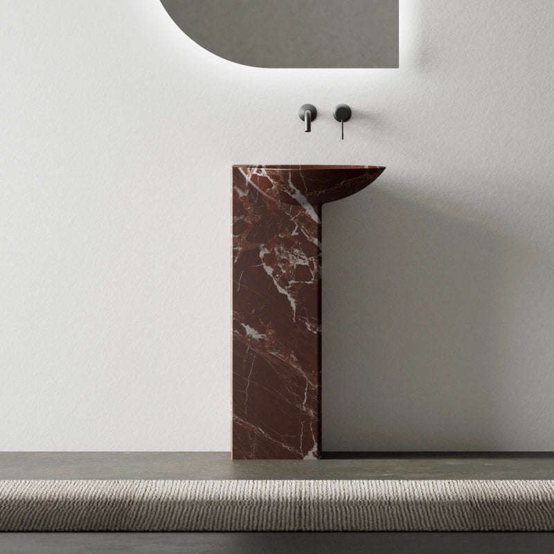 MonBlari FIoating Series Marble Pedestal Sink Contemporary Bathroom Wash Basin