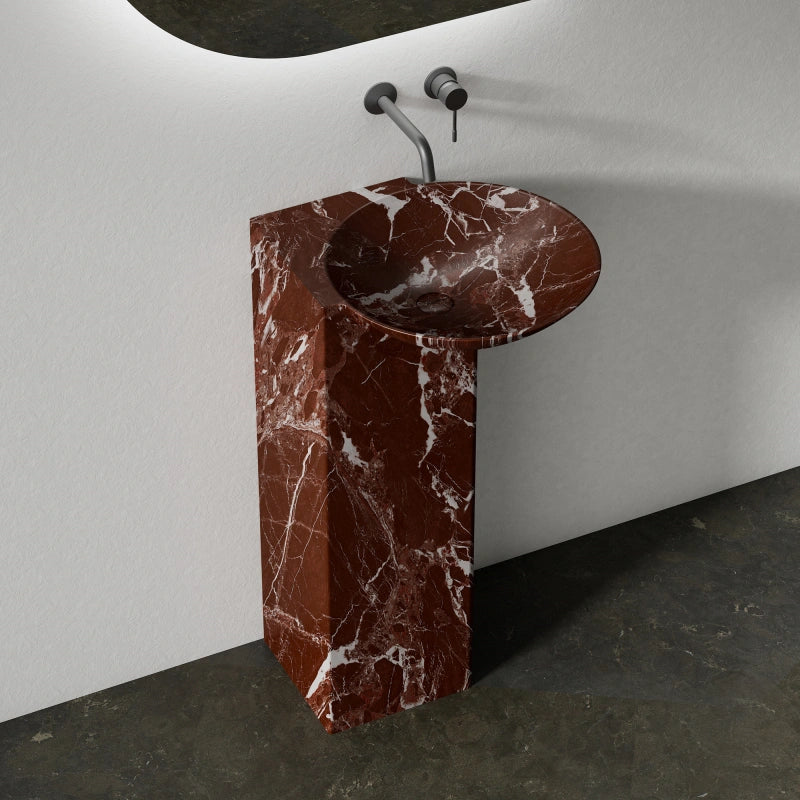 MonBlari FIoating Series Marble Pedestal Sink Contemporary Bathroom Wash Basin