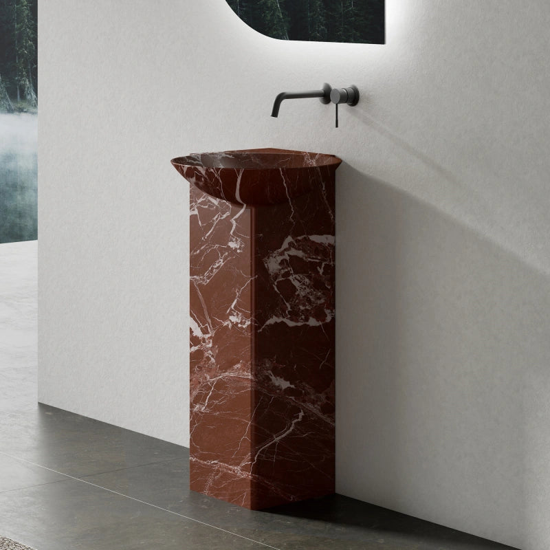 MonBlari FIoating Series Marble Pedestal Sink Contemporary Bathroom Wash Basin