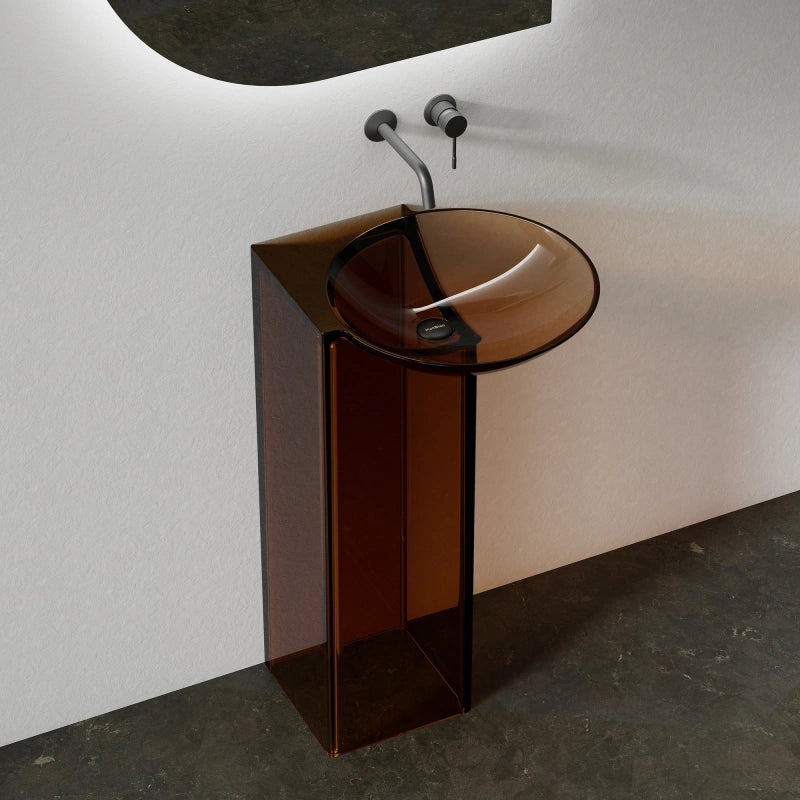 MonBlari FIoating Series Sculptural Transparent Resin Pedestal Sink