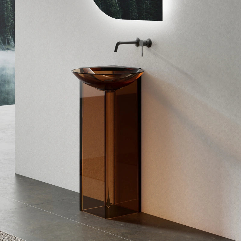 MonBlari FIoating Series Sculptural Transparent Resin Pedestal Sink