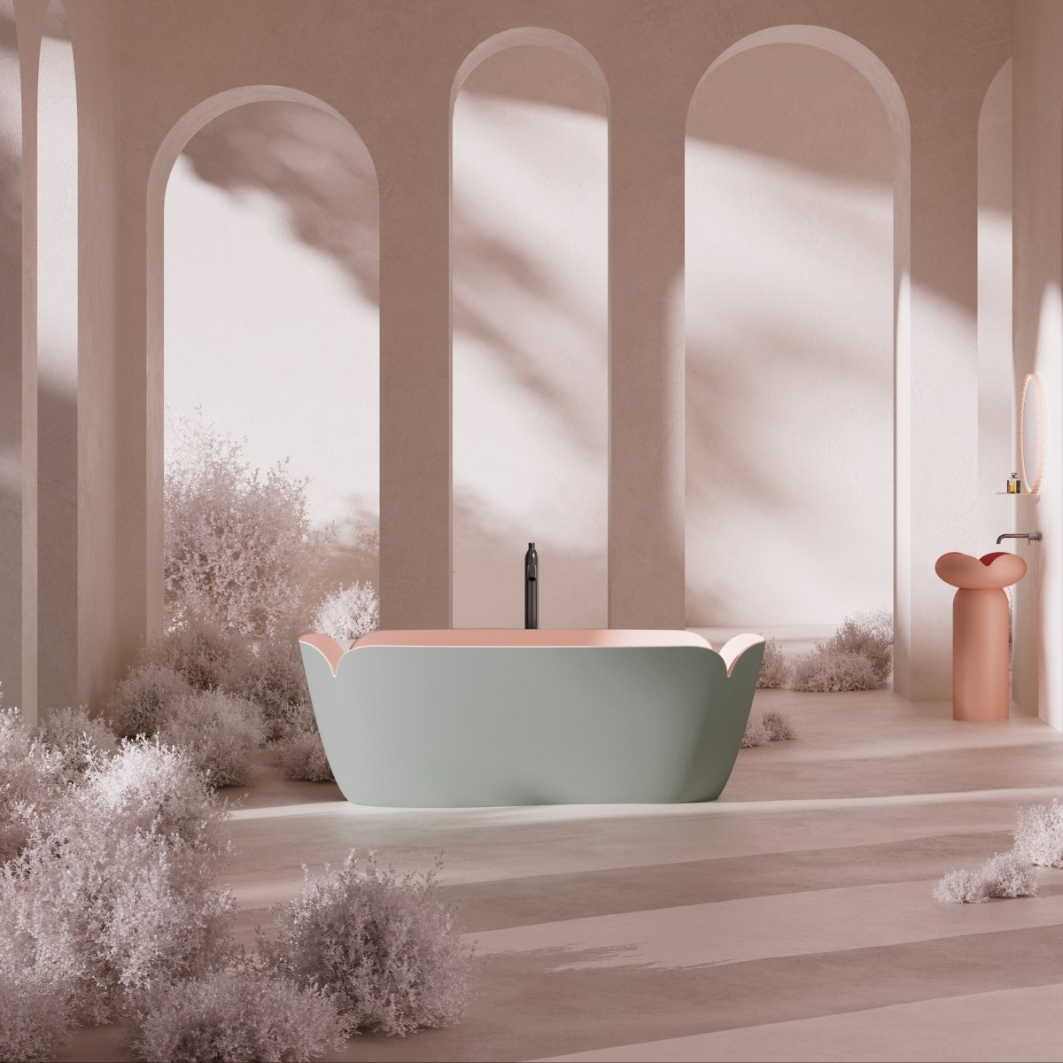solid surface freestanding bathtub soaking tub