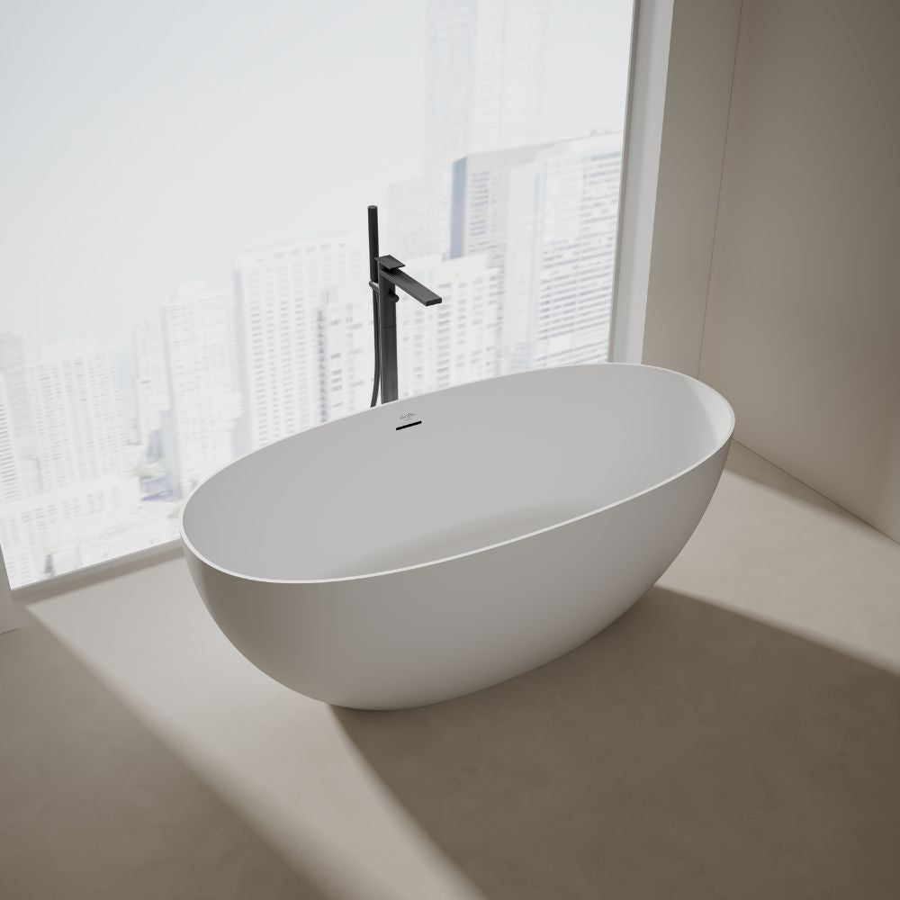51-71 Inch MonBlari LYRA Solid Surface Freestanding Bathtub