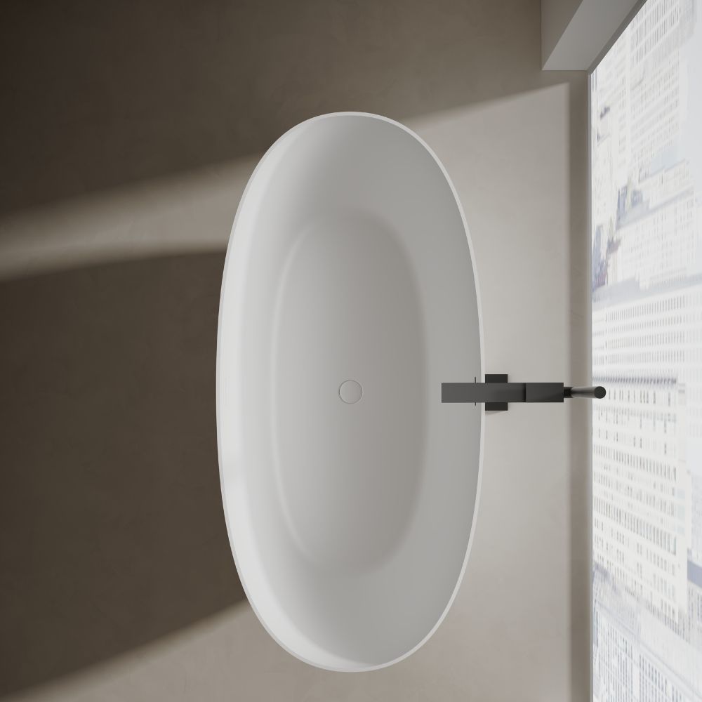 51-71 Inch MonBlari LYRA Solid Surface Freestanding Bathtub