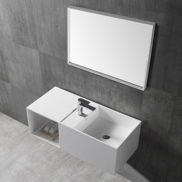35 Inch MonBlari Solid Surface Vessel Bowl Sink Bathroom Sink-XA-G34-LR-RightTopView