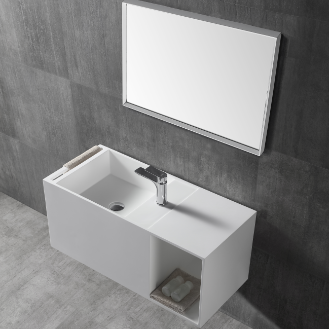 35 Inch MonBlari Solid Surface Vessel Bowl Sink Bathroom Sink-XA-G35-LR-FrontTopView