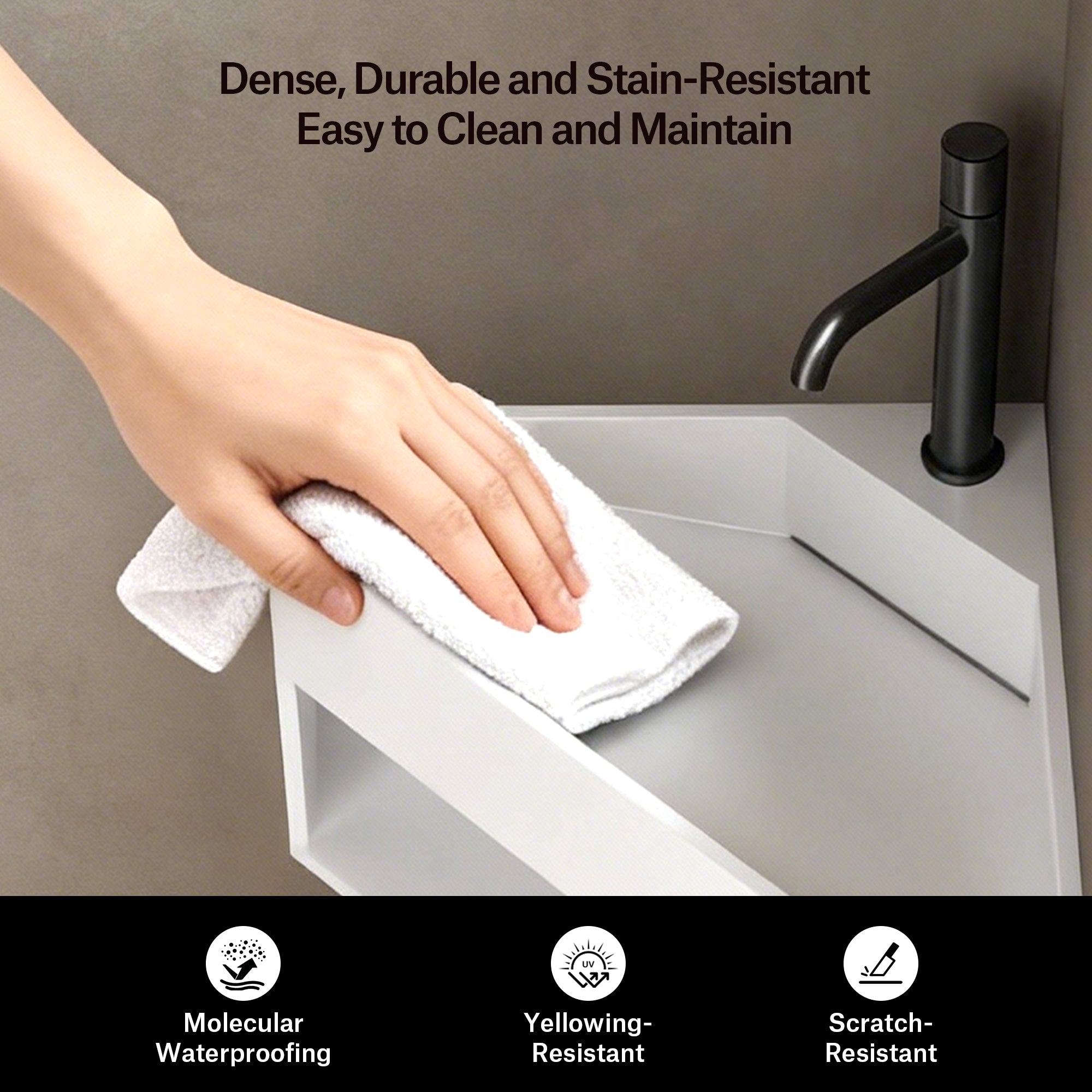 19.7 Inch MonBlari ORBIT SERIES Solid Surface Wall Mount Sink