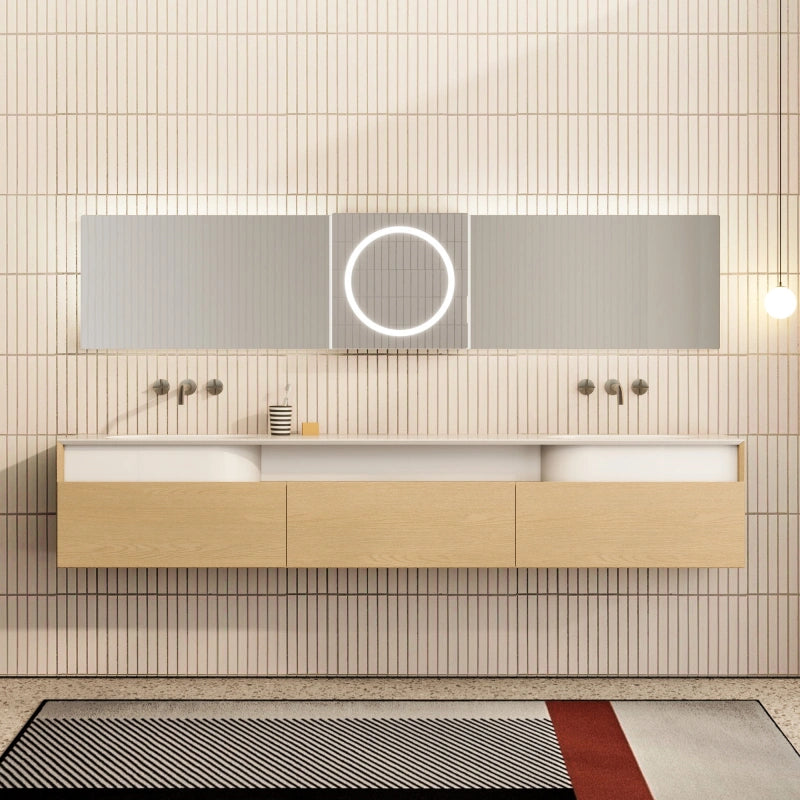 MonBlari GARDEN GV Series Natural Wood Bathroom Vanity with Three Drawers