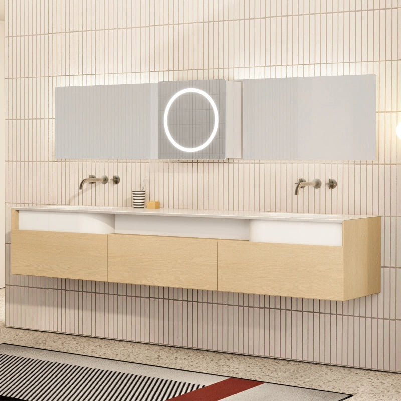 MonBlari GARDEN GV Series Natural Wood Bathroom Vanity with Three Drawers