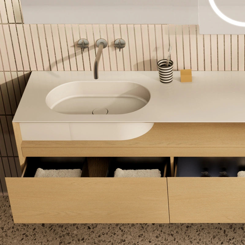 MonBlari GARDEN GV Series Natural Wood Bathroom Vanity with Three Drawers