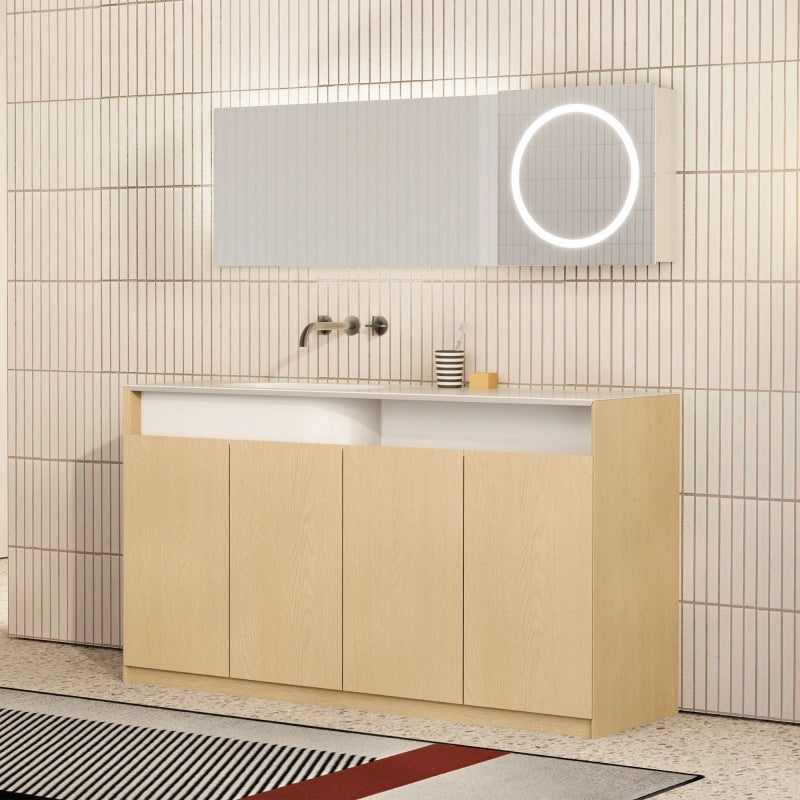 MonBlari GARDEN GV Series Contemporary Wood Vanity with Stone Basin