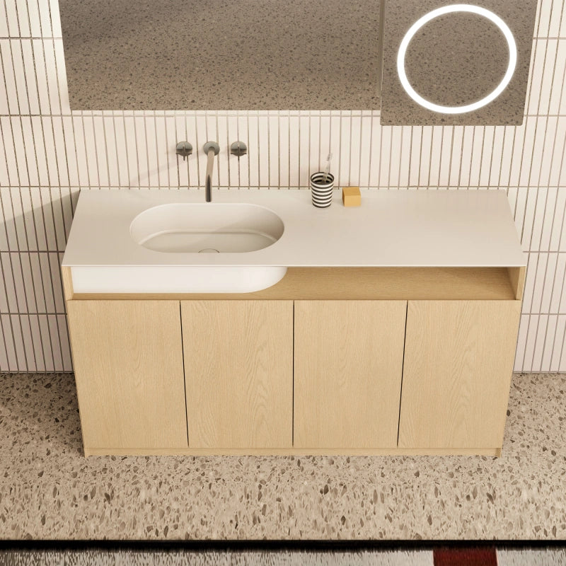 MonBlari GARDEN GV Series Contemporary Wood Vanity with Stone Basin
