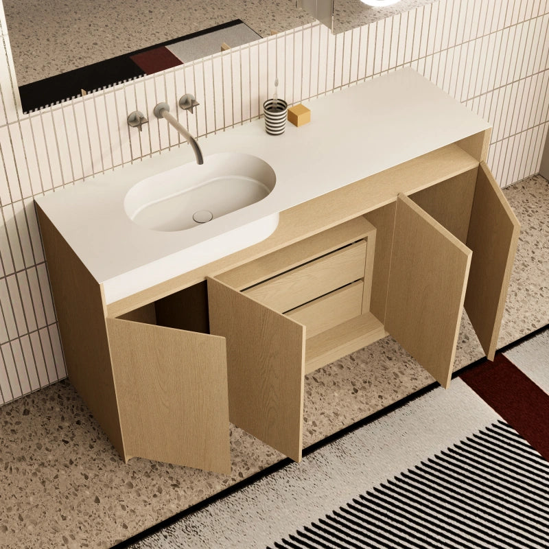 MonBlari GARDEN GV Series Contemporary Wood Vanity with Stone Basin