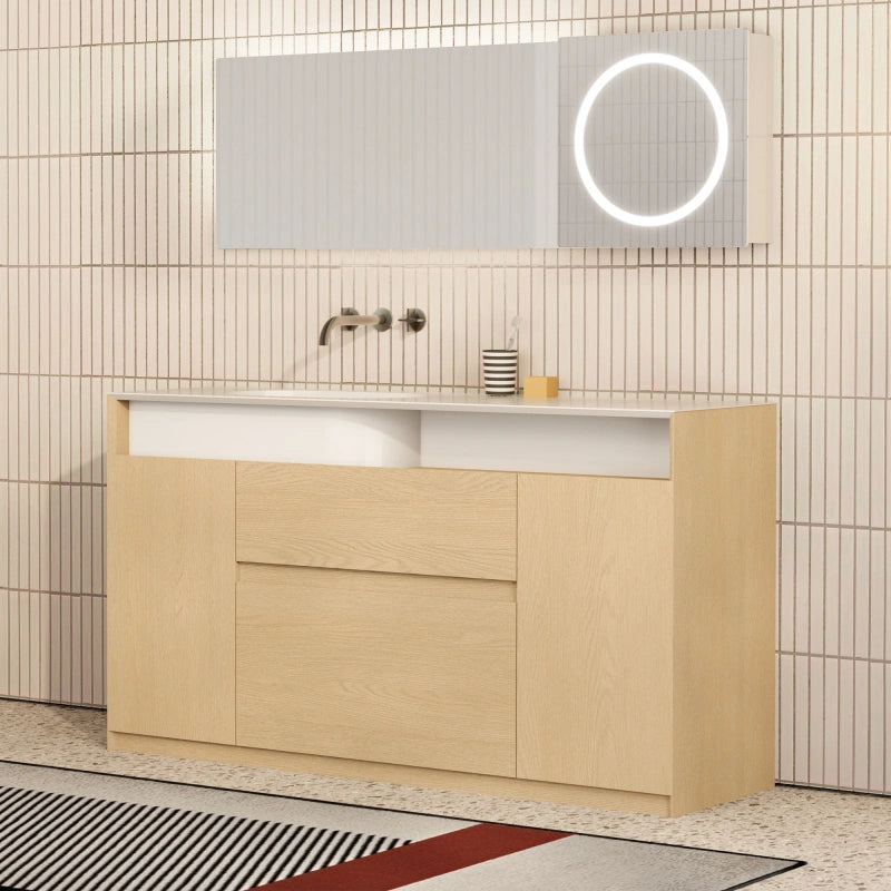 MonBlari GARDEN GV Series Natural Wood Bathroom Vanity Set with Mirror