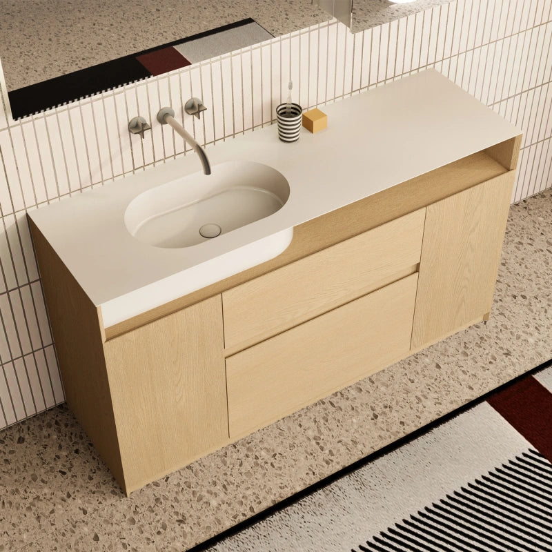 MonBlari GARDEN GV Series Natural Wood Bathroom Vanity Set with Mirror