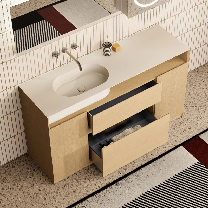 MonBlari GARDEN GV Series Natural Wood Bathroom Vanity Set with Mirror