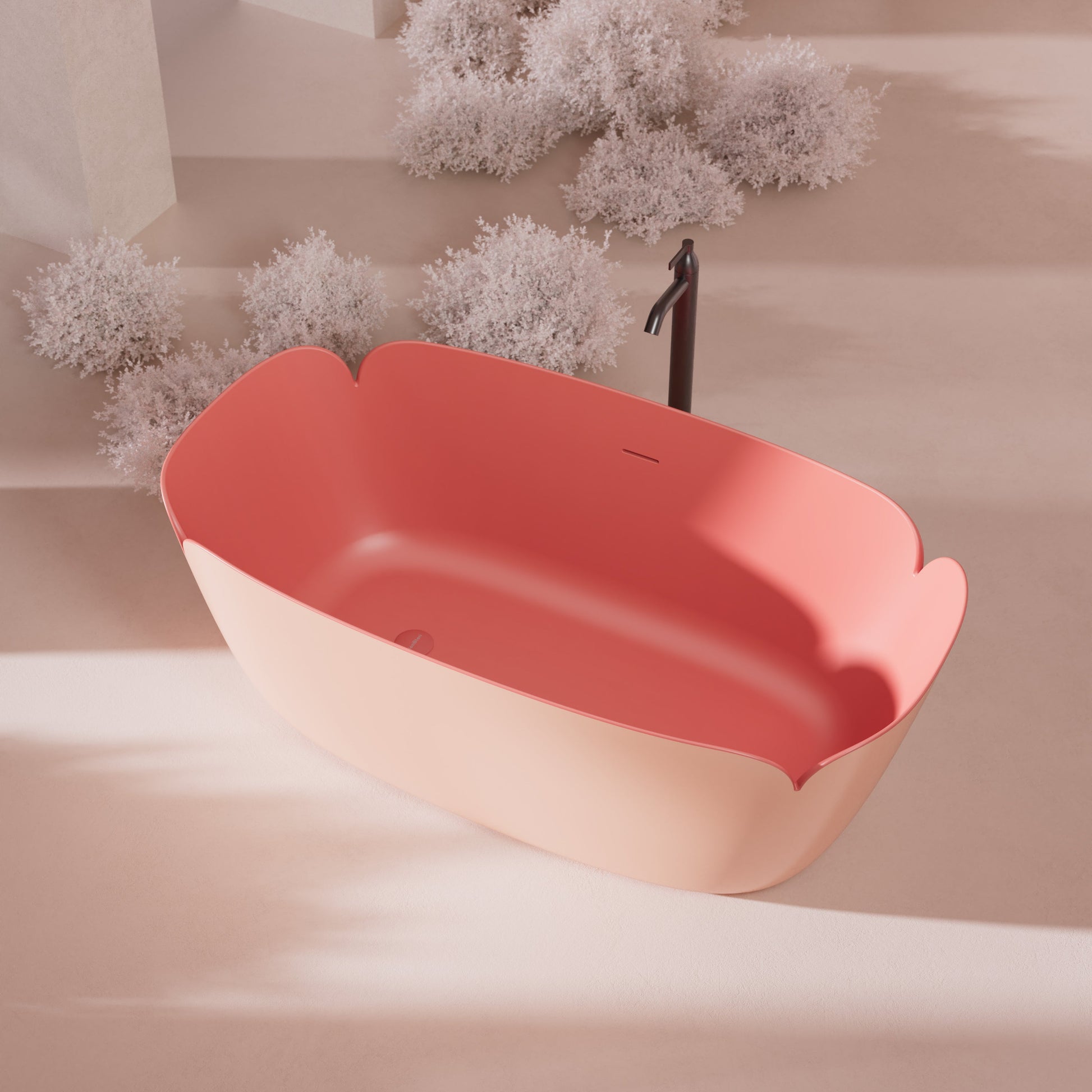 MonBlari FLOWER Series Solid Surface Bathtub H-0811-PK-Sideview