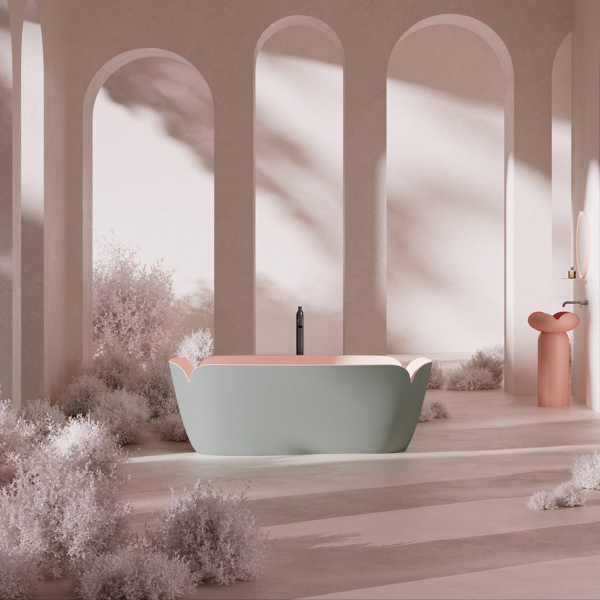 MonBlari FLOWER Series Solid Surface Bathtub H-0811-GP - FrontView