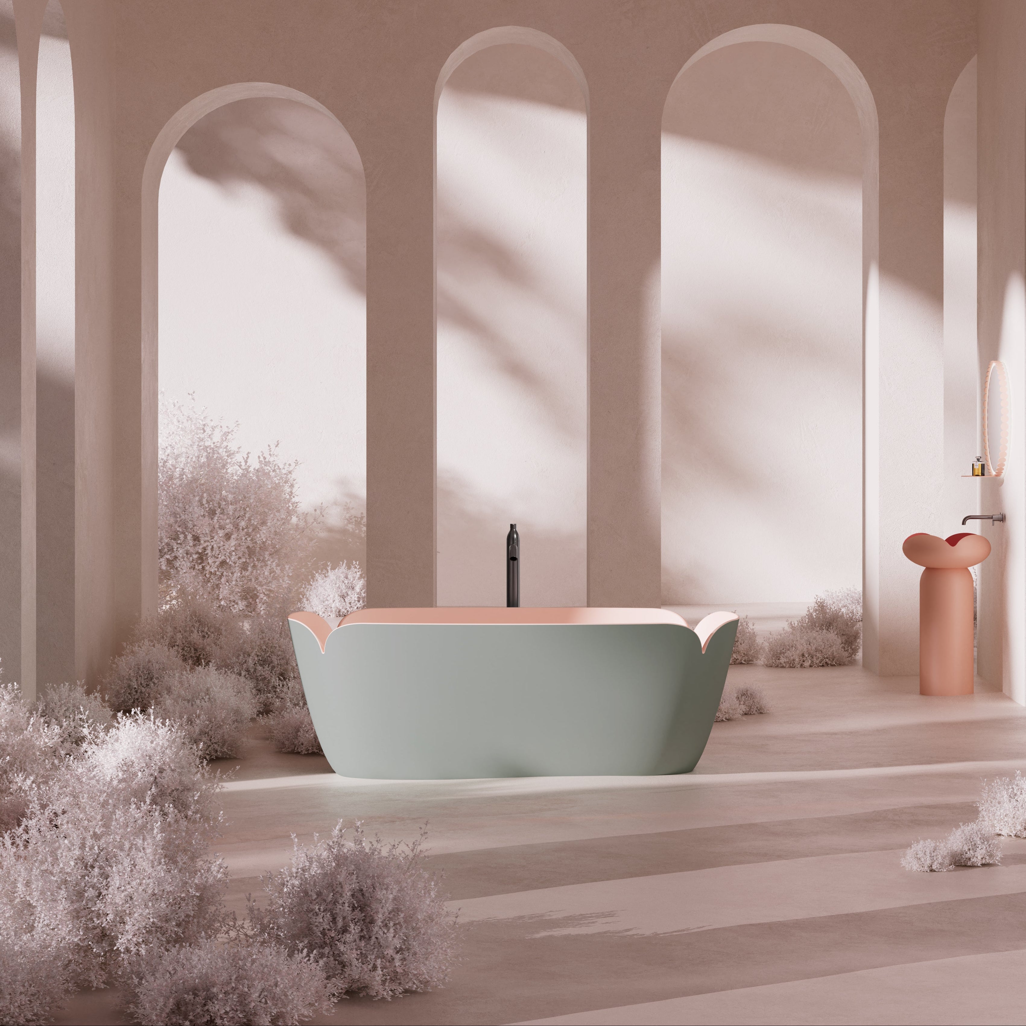 MonBlari FLOWER Series Solid Surface Bathtub H-0811-GP - FrontView