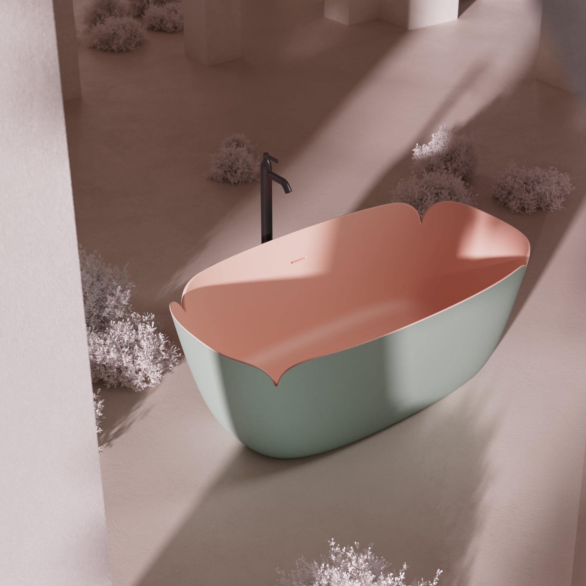 MonBlari FLOWER Series Solid Surface Bathtub H-0811-GP-SideView