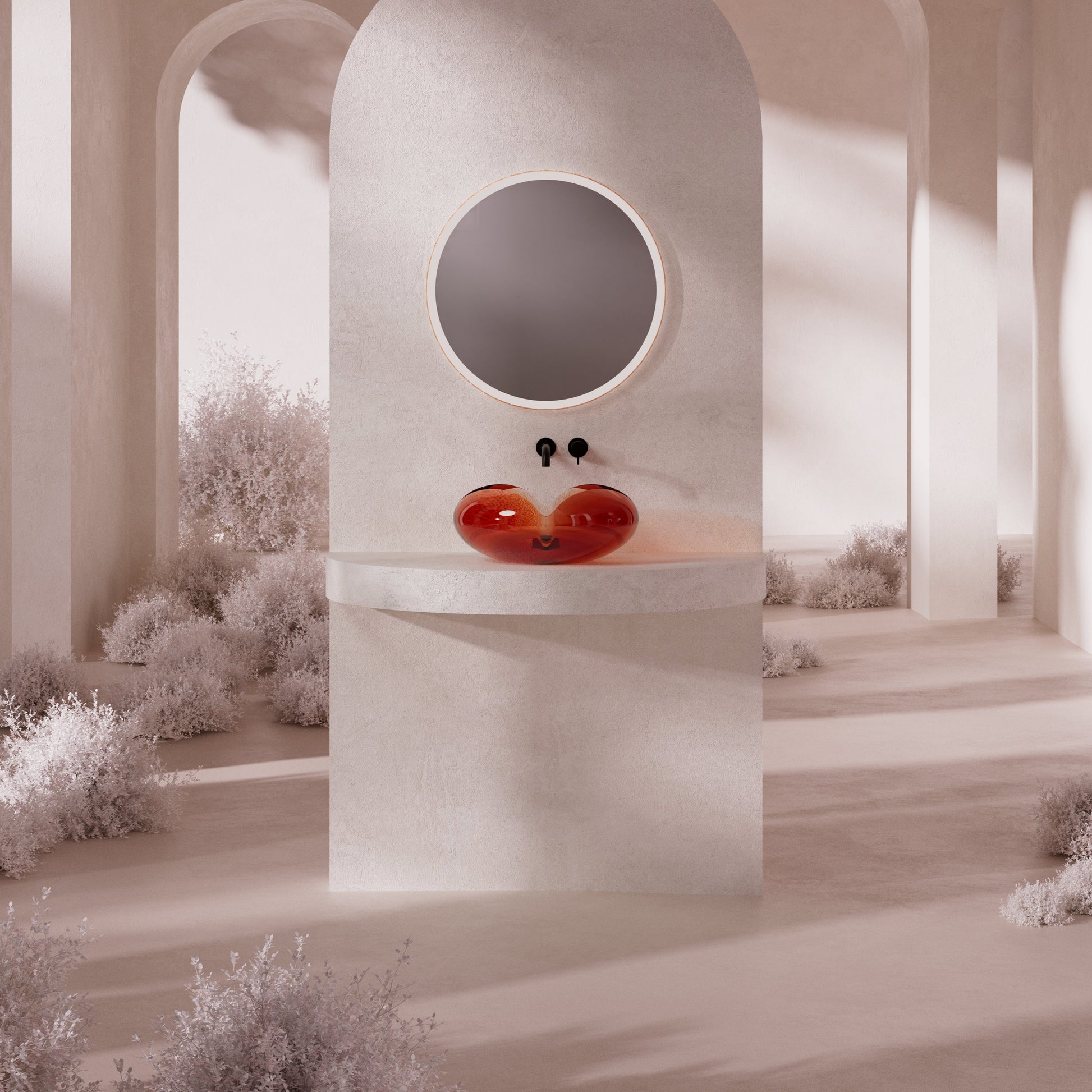 MonBlari_FLOWER_Series_Wine_Bathroom_Sink_Front_View_Panorama_-_450_450_190mm