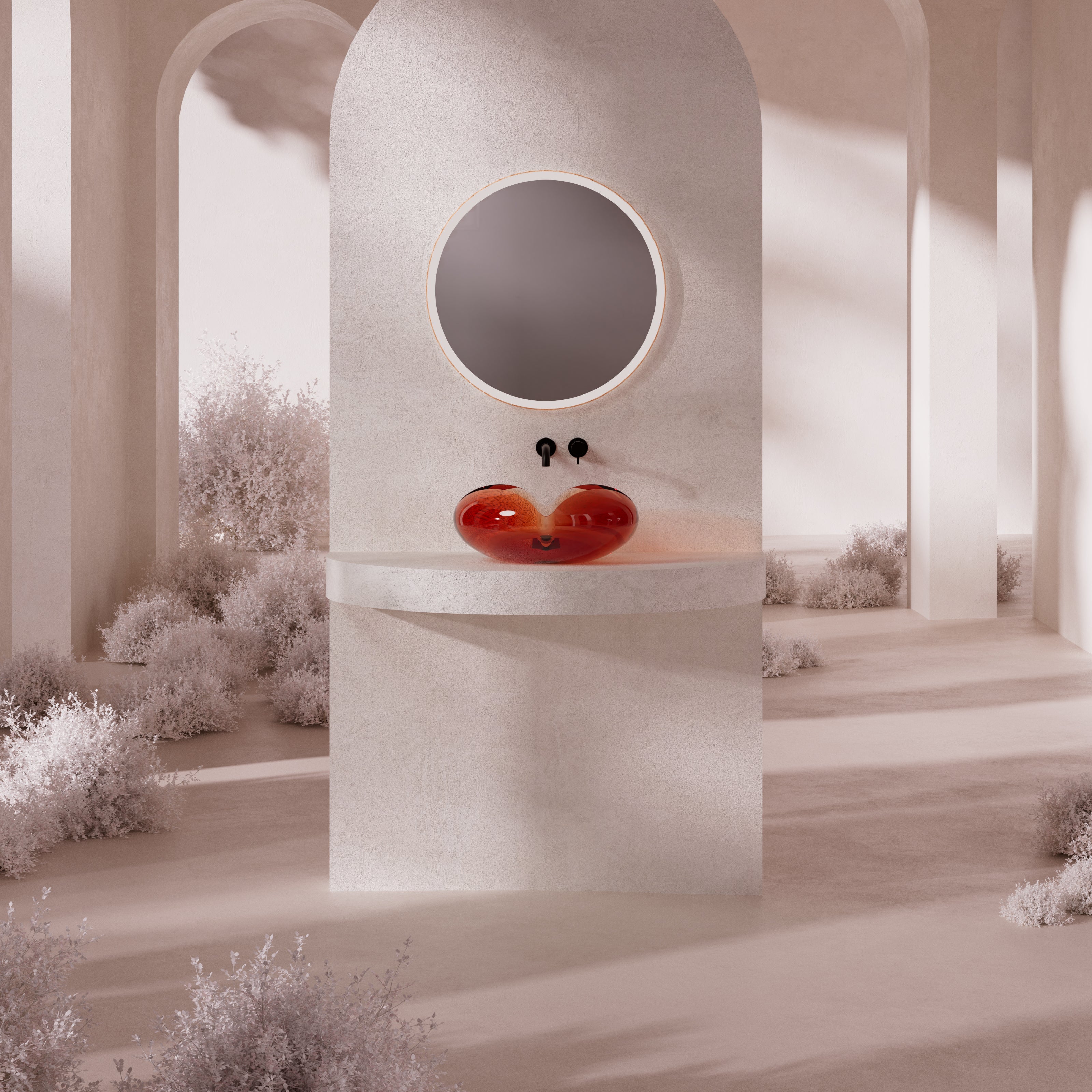 MonBlari_FLOWER_Series_Wine_Bathroom_Sink_Front_View_Panorama_-_450_450_190mm